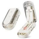 Sukuos Pill Cutter 1/4 & 1/2 – Tablet Splitter with Stainless Steel Blade, Precise Cut for Small/Large Pills, Vitamins, Supplements, Medications, Portable & Sleek, Off-White