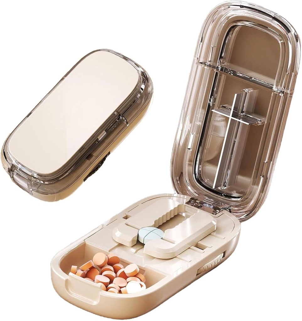 Pill Cutter for Cutting Multiple Pills, 1/2 1/4 Pill Splitter for Large, Small and Tiny Pills, with Improved Sharp Blade, Adjustable Centering Device