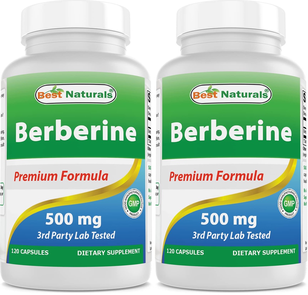 Best Naturals Βερβερίνη 500mg 120 κάψουλες - Υποστηρίζει την Ανοσολογική λειτουργία, Καρδιαγγειακή & Γαστρεντερική λειτουργία (120 κόμης (πακέτο του 2)
