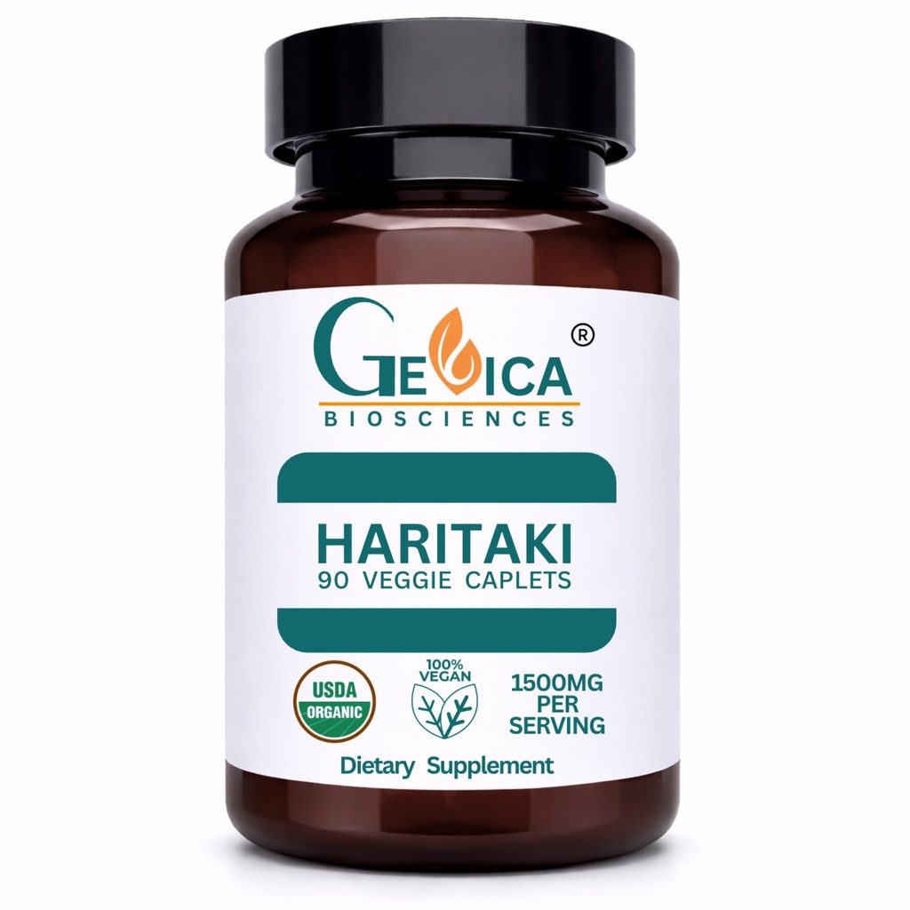 Haritaki – USDA Organic, 1500 mg per Serving, Terminalia Chebula Whole Fruit Powder, No Extract, NPOP & BioAgriCert Certified, 90 Caplets
