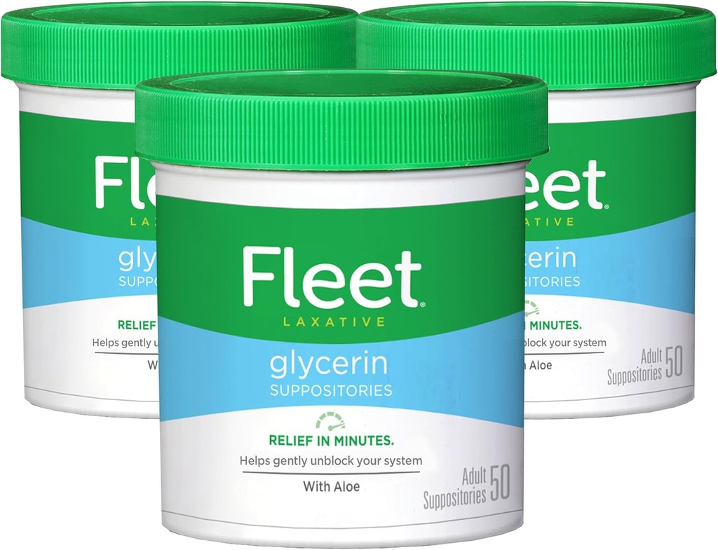 Laxative Glycerin Suppositories για τη δυσκοιλιότητα ενηλίκων, 50 Count, 3 Pack