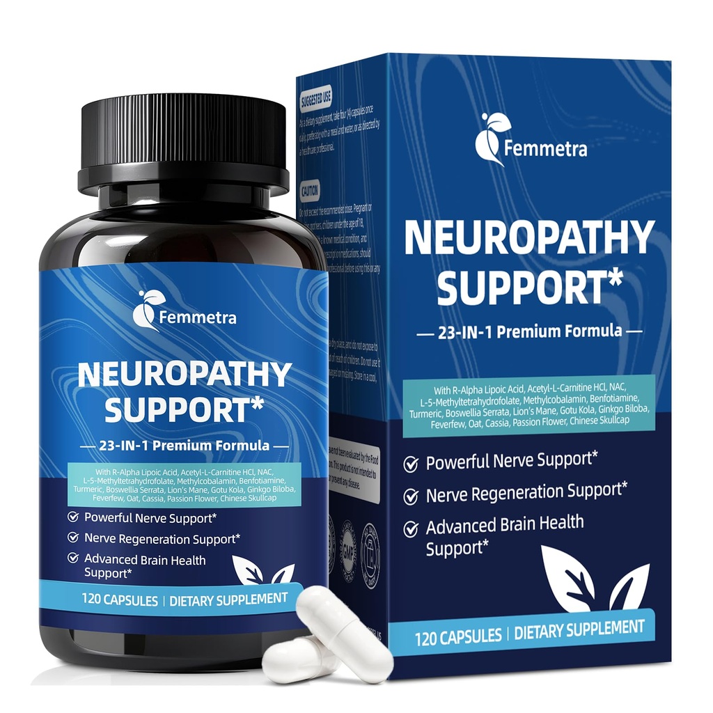 R-Alpha Lipoic Acid 1200mg for Peripheral Nerve & Neuropathy Support – Methylated B12, Benfotiamine, Lions Mane, Acetyl L-Carnitine, NAC, Turmeric, Boswellia, Ginkgo Biloba & Gotu Kola, 120 Vegan Caps