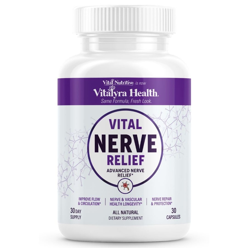 Vital Nerve Supplement – Alpha Lipoic Acid, Magnesium, CoQ10 – Vegan, Non-GMO, Gluten-Free, Sugar-Free, Dairy-Free – Daily Wellness & Comfort Support – 30-Day Supply