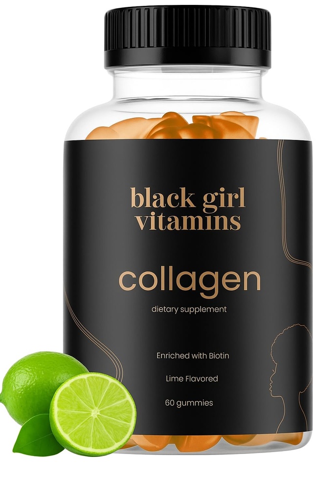 Black Girl Βιταμίνες - Κολαγόνο Gummies για τα μαλλιά, το δέρμα, και την υποστήριξη νυχιών, με βιταμίνη C, βιταμίνη Ε, και βιοτίνη, χωρίς γλουτένη, (Lemon), 60ct