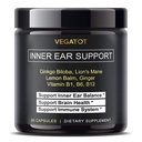 VEGATOT Inner Ear Supplement with Ginkgo Biloba Lion's Mane Lemon Balm Ginger VIT B1, B6, B12- for Dizziness Spinning Inner Ear Balance