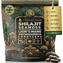 Shilajit Sea Moss Lions Mane Ashwagandha Cordyceps Capsules, 6-in-1 Mushroom Complex with BioPerine, 400mg Shilajit Extract, 120 Vegan Capsules, Made in UK, Third Party Tested