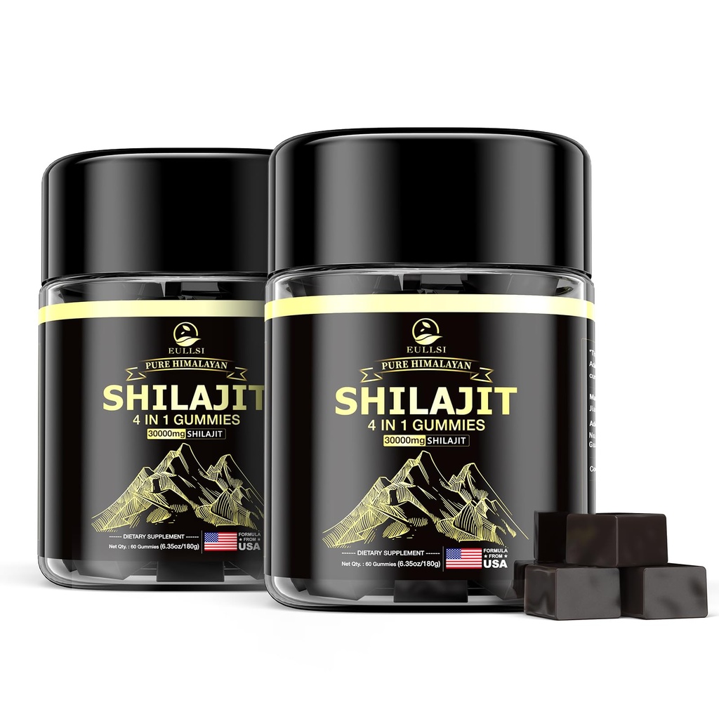 Pure Himalayan Shilajit Gummies for Men & Women, Organic Ashwagandha Gummies, 85+ Trace Minerals & 75% Fulvic Acid for Energy, Stamina & Immune Support, Vegan Non-GMO, 120 Count