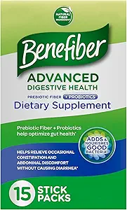 Beneiber Advanced Digestive Health Prebiotic Fiber Supplement Σκόνη με προβιοτικά για Digestive Health, Low FODMAP – 15 Sticks (3,0 Ουγγιά)