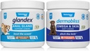 VETNIQUE Dermabliss Omega & συμπλήρωμα δέρματος μάσημα για τα σκυλιά (60ct) & Glandex πρωκτικό γλαύκωμα υποστήριξη φυστικοβούτυρο μαλακό μάσημα για τα σκυλιά (60ct) Bundle