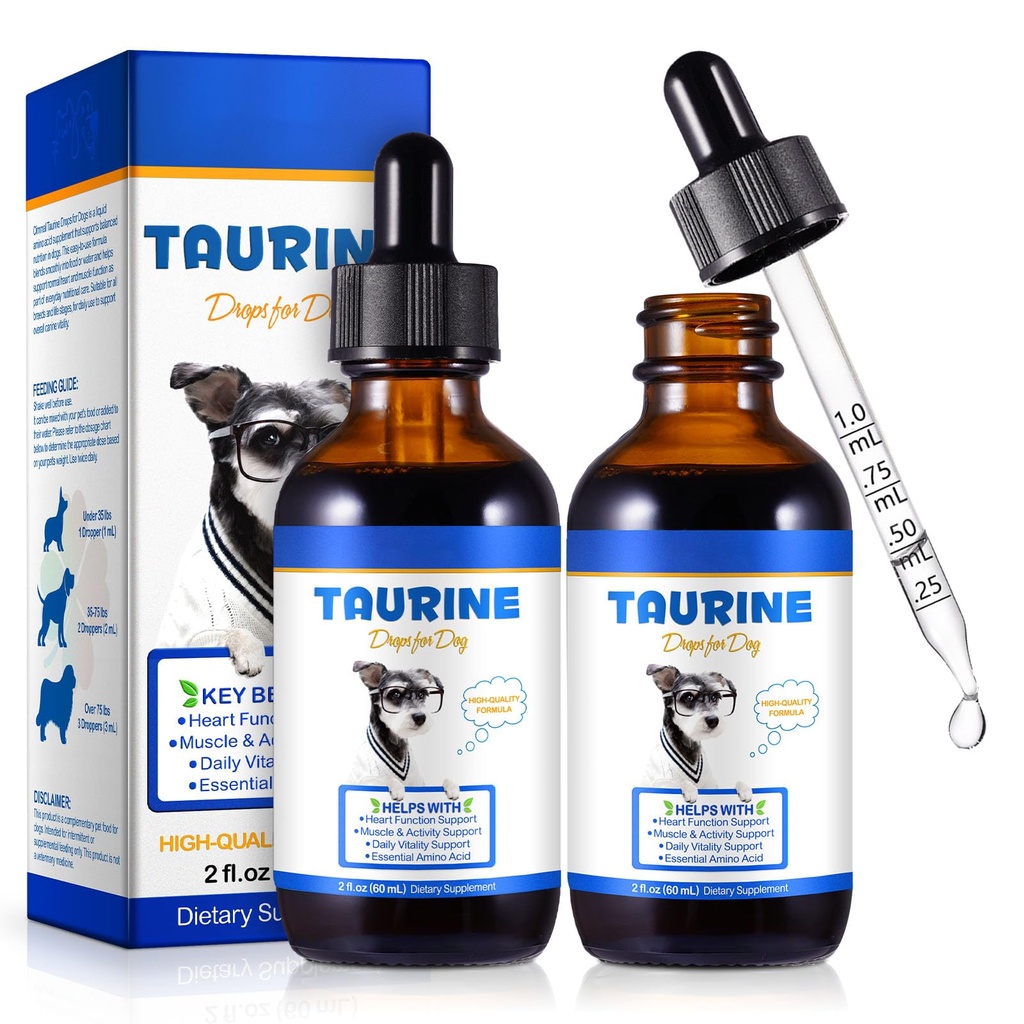 Taurine for Dogs,Taurine Liquid Supplement for Dogs Supporting Heart, Vision, Overall Vitality & Metabolic Balance 60ml-2PCS