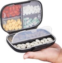 Sukuos Travel Pill Organizer Weekly with Double Lock, Portable Pill Box with Large 7 Compartment, Airtight Daily Medicine Case Container with Labels for Vitamins/Fish Oils/Συμπληρώματα