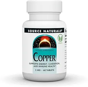 Source Naurals Copper, Supports Energy, Cognition, and Immune Health*, 3 mg - 60 δισκία