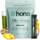 Fiber and Greens Powder - Gut & Superfood Blend, Greens Superfood Powder with 8g Fiber, Prebiotics, Probiotics & Natural Caffeine, Gluten Free, Sugar Free, Vegan, 15 Servings