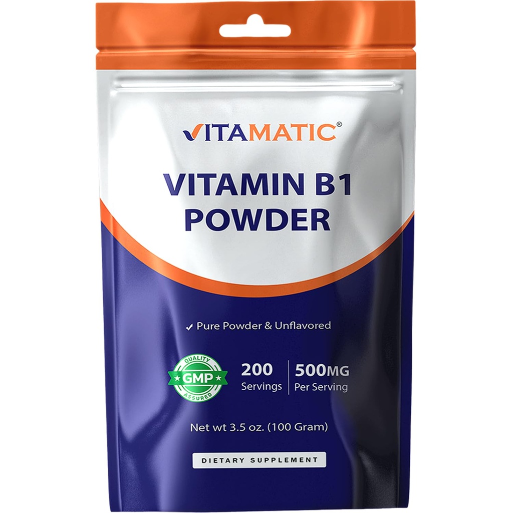 Vitamatic Vitamin B1 Pure Powder - 100 Grams (Thiamine Mononitrate)