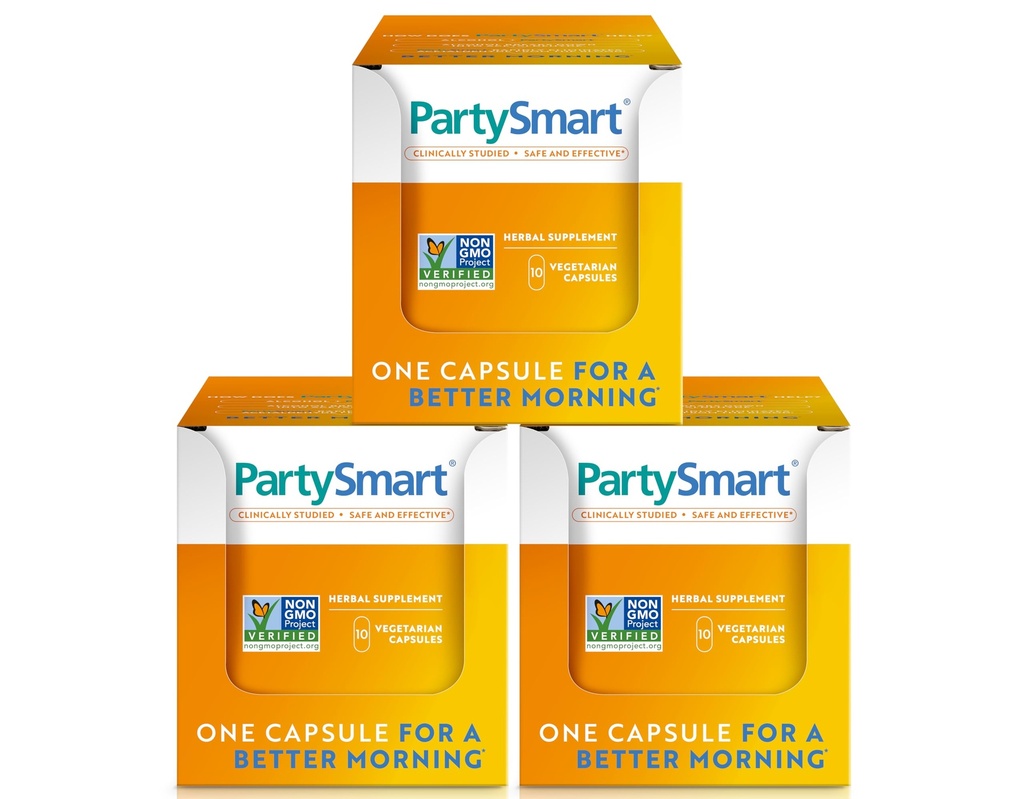 Himalaya PartySmart, 10 Ατομικές κάψουλες - Διάσπαση οινοπνεύματος Ηπατική Υποστήριξη για μια Καλύτερη Πρωινή Μετά το Ποτό - Με βάση το φυτό, Vegan, Μη ΓΤΟ, Χωρίς Γλουτένη, Κλινικά Σπουδές (Pack of 3)