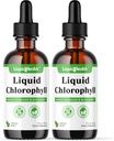 LIQUIDHEALTH Liquid Chlorophyl Drops - Εσωτερικό Αποσμητικό, Αντιοξειδωτικά, Αποτοξίνωση ήπατος, Ανοσολογική Υποστήριξη, Ανακουφίζει Κακή αναπνοή, Μειώνει την όρεξη, Κολλαγόνο για την υγεία των μαλλιών & του δέρματος - Vegan, Μη ΓΤΟ (2 Pack)