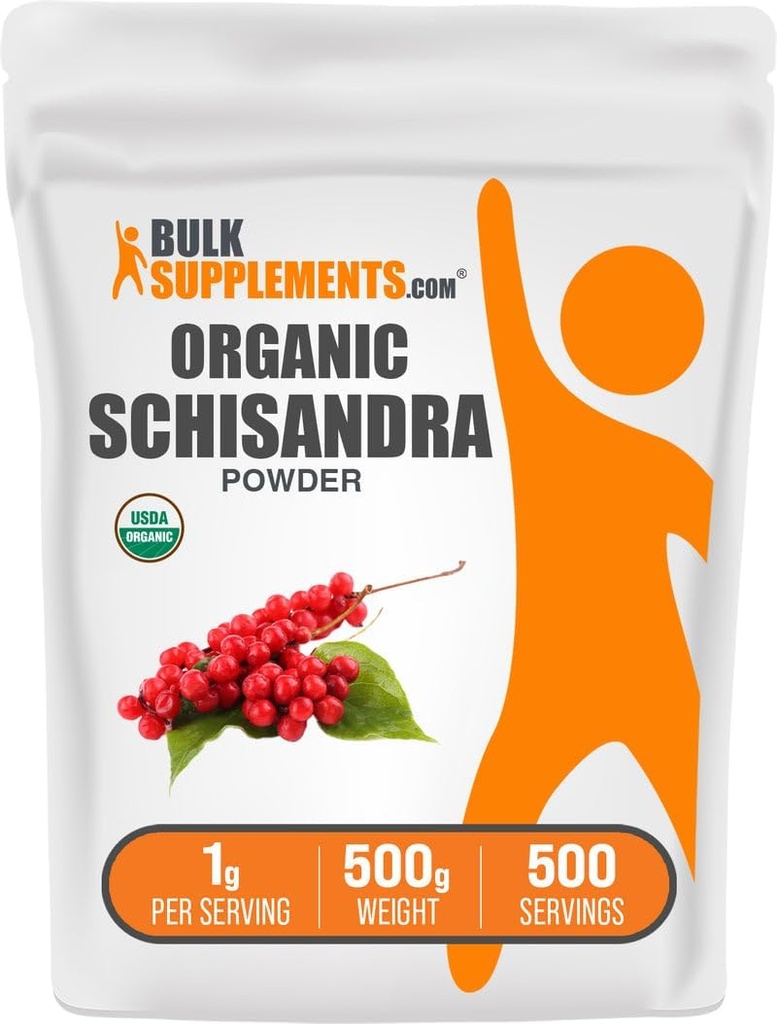 BulkSupplements.com Βιολογική σκόνη Schisandra - Βιολογικό συμπλήρωμα Schisandra, από Schisandra Berry - Χωρίς γλουτένη - 1g ανά υπηρεσία, 500g (1.1 lbs) (πακέτο των 1)