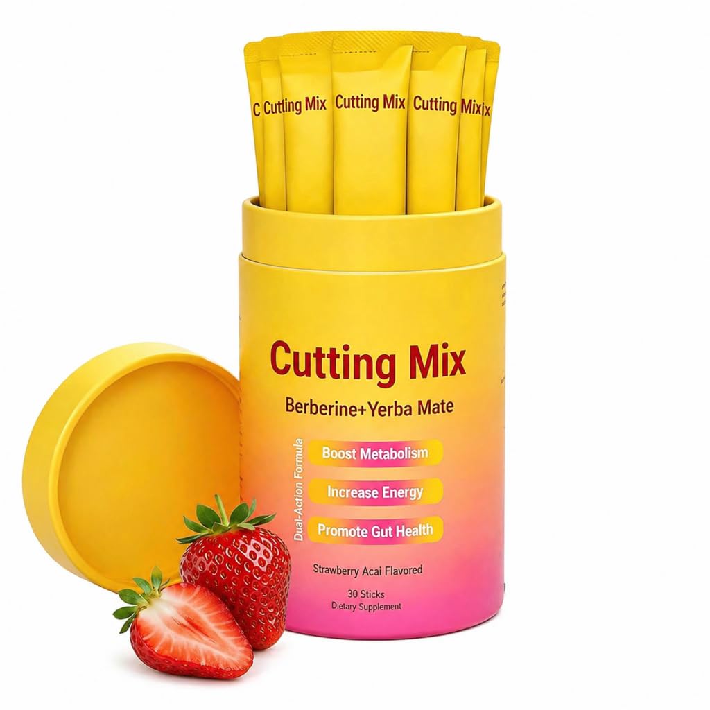 New Cutting Drink Mix – Berberine, Chromium, Satiety & Metabolism Suppor | Gut Health & Energy | Sugar-Free, Vegan, Non-GMO | Strawberry Açaí Flavor – 30 Sticks