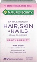 Nature's Bounty Hair Skin and Nails 5000 mcg Biotin - 250 Επικαλυμμένα δισκία Κανονική & επιπλέον δύναμη (Extra Strength, Δύο μπουκάλια καθένα από τα 250 Softgels)