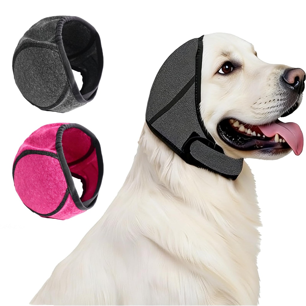 2PCS Dog Ear Muffs Noise Protection No Flap Ear Wrap for Dog Anxiety for Bathing Grooming Swimming Cold Weather