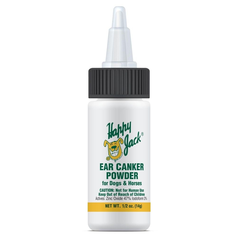 HAPPY JACK Ear Canker Powder (0.5 oz) Dog Ear Powder for Infections, Made in USA, Helps Allergies, Polyps, Overproduction of Wax