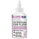 Chew + Heal Labs Dog Ear Cleaner - Medicated Dog Ear Buildup Drops for Dirt and Wax - 4 oz Advanced Flush with Chlorohexidine and Ketoconazole - Made in the USA
