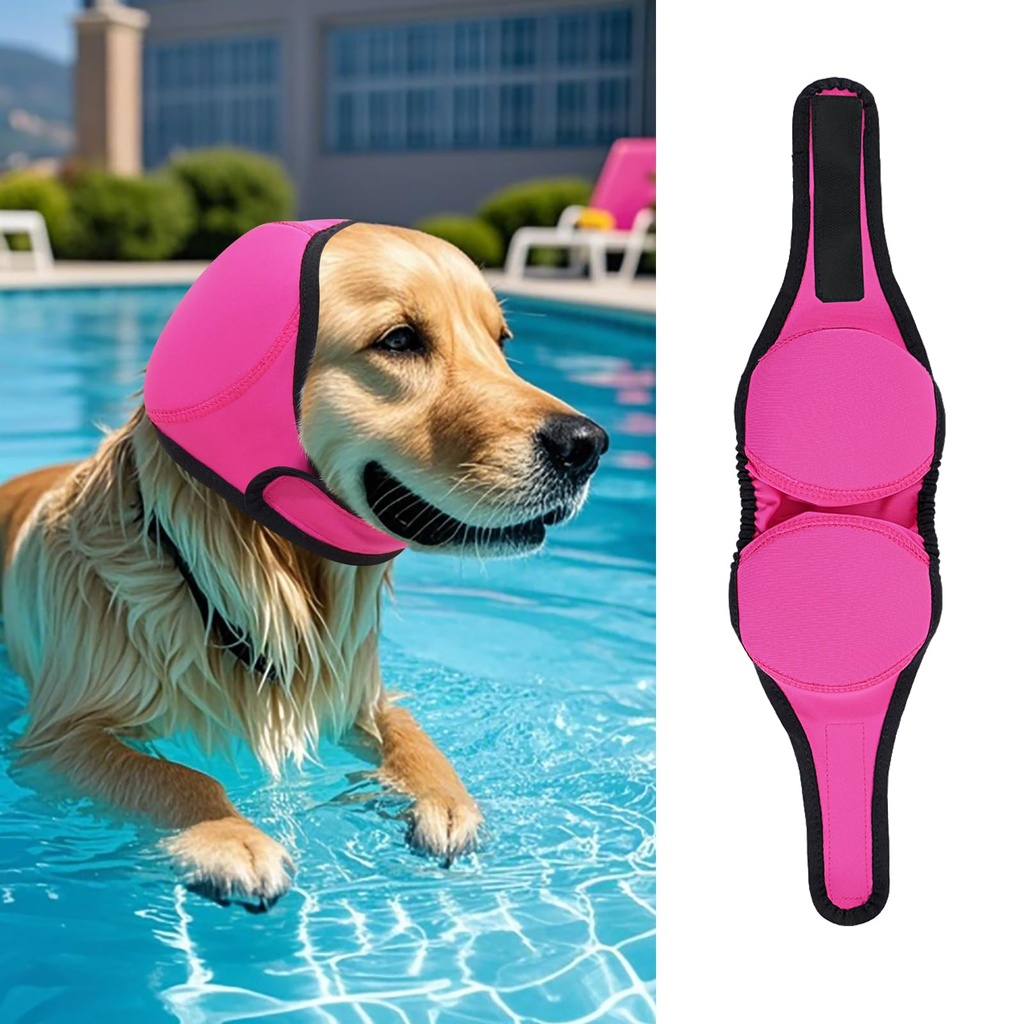 LIANZIMAU Dog Ear Covers for Bath, Swimming & Grooming Water Resistant Dogs Shower Cap Reusable Dog Ear Protection for Noise, Blow Drying Adjustable Ear Wraps for Dogs Bathing Supplies