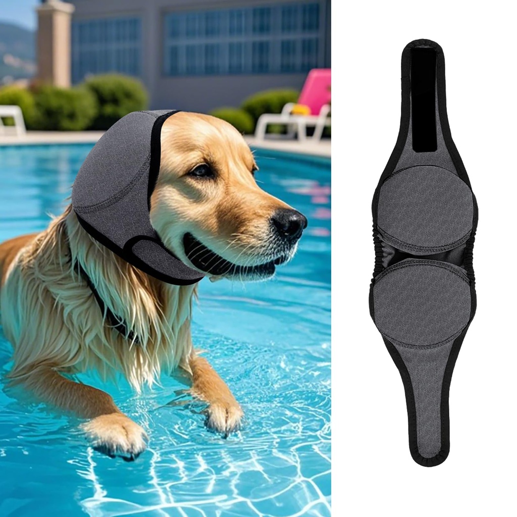 LIANZIMAU Dog Ear Covers for Bath, Swimming & Grooming Water Resistant Dogs Shower Cap Reusable Dog Ear Protection for Noise, Blow Drying Adjustable Ear Wraps for Dogs Bathing Supplies