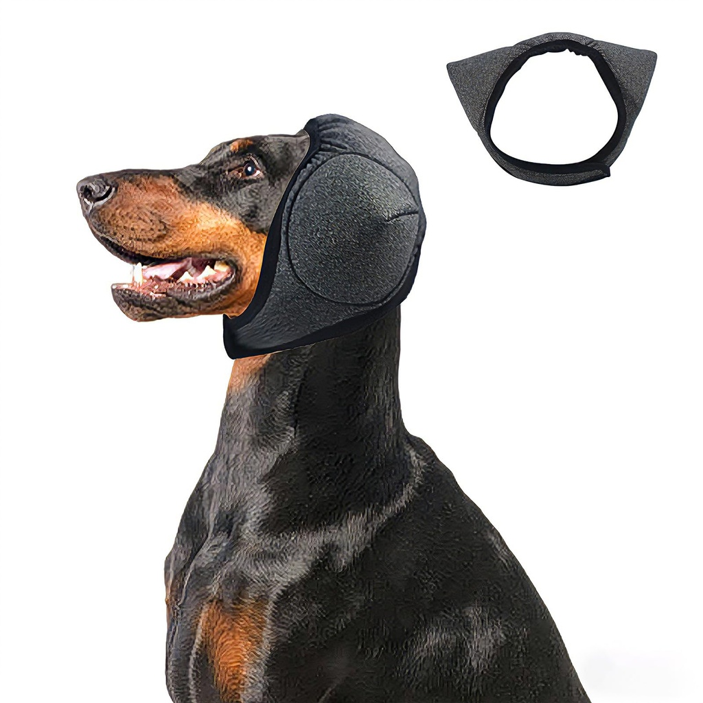 Adhiper Upgrade Dog Ear Muffs Wraps Noise Protection Quiet Ears, Elastic Waterproof Dog Ear Covers for Grooming, Bath, Drying, Swim & Anxiety Relief Reserved Ear Room Design (Gray/Medium)