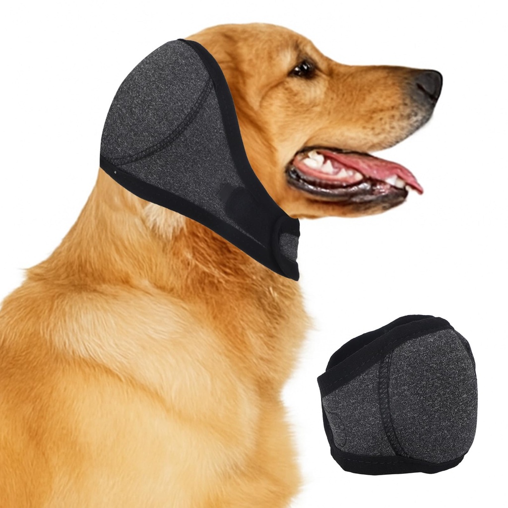 BOXOB Dog Ears Cover, Adjustable Dog Ear Muffs Noise Protection Comfortable Quiet Dogs Calming Hood Ear Head Wrap Cups Shower Cap Pet Supplies for Bath Grooming Thunder Fireworks (S)