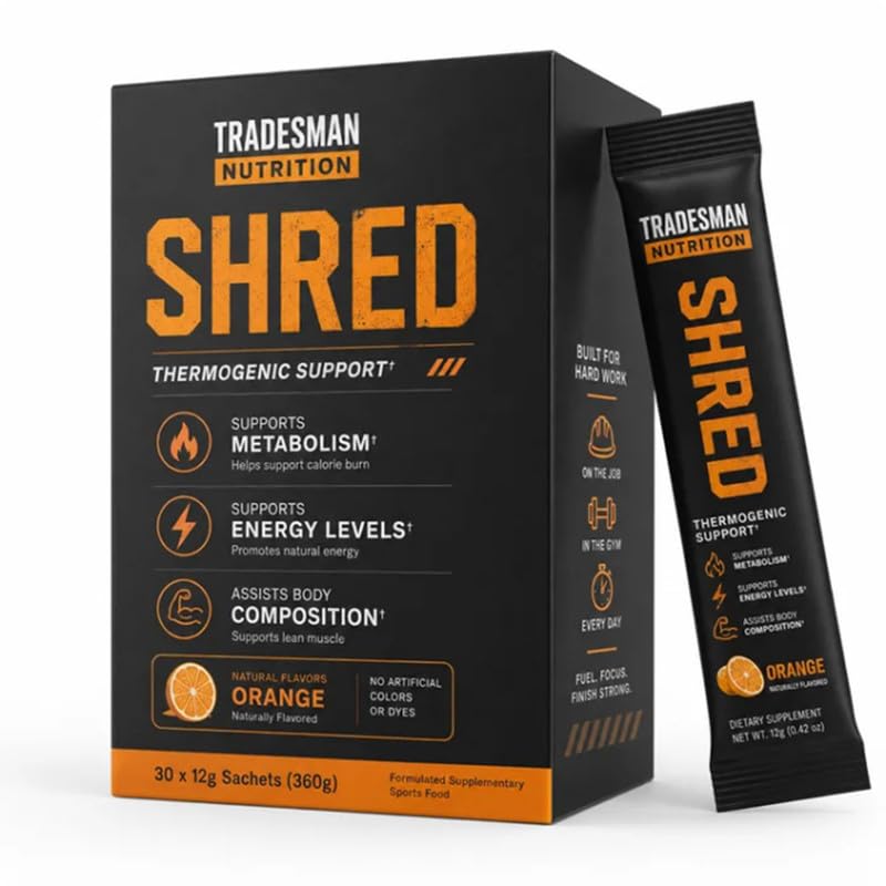 for Men, Thermogenic Support Protein Powder, Orange Energy Drink, 30 Sachets