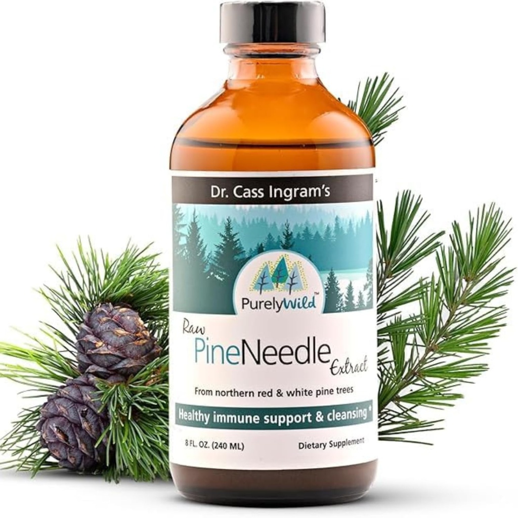 PURELY WILD Raw Pine Needle Extract by Dr Cass Ingram - Whole Food Liquid Supplement that Contains Pine and Spruce Extracts, Oregano Oil & Apple Cider Vinegar - Best for Immune Support - 8 fl oz
