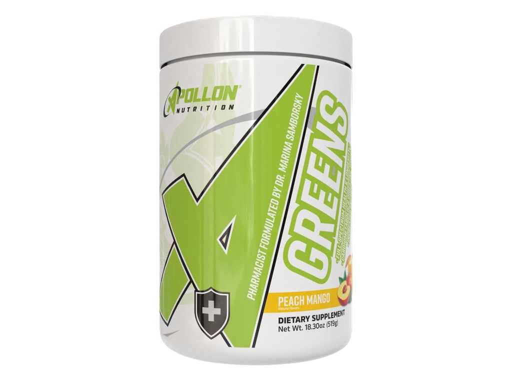 Apollon Nutrition Greens – Daily Superfood & Digestive Support | Organic Greens, Reds, Enzymes, Prebiotics | Whole-Body Wellness Formula | 30 Servings, Peach Mango