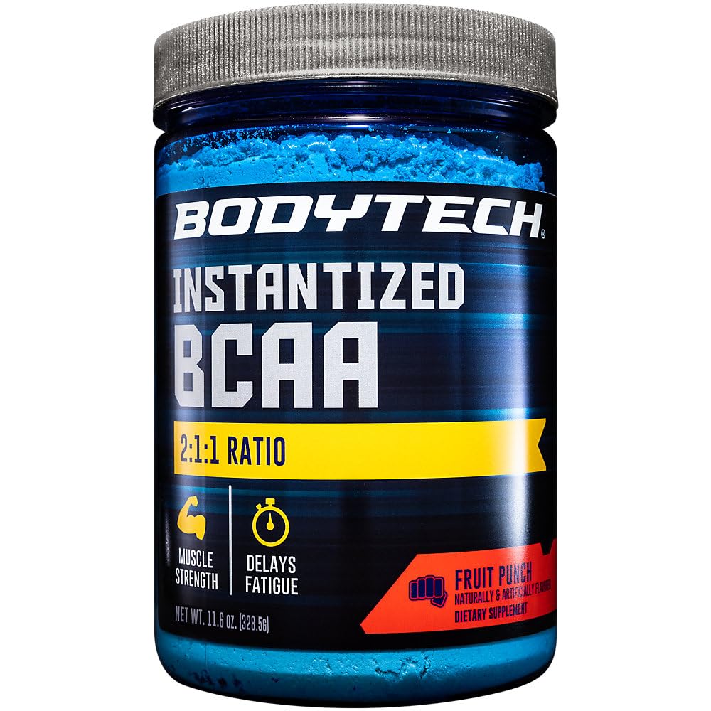 BodyTech BCAA σκόνη - Optimal 2:1:1 Ratio - Υποστηρίζει την αποκατάσταση των μυών, τη δύναμη και την αντοχή - Punch φρούτων (11,5 oz)