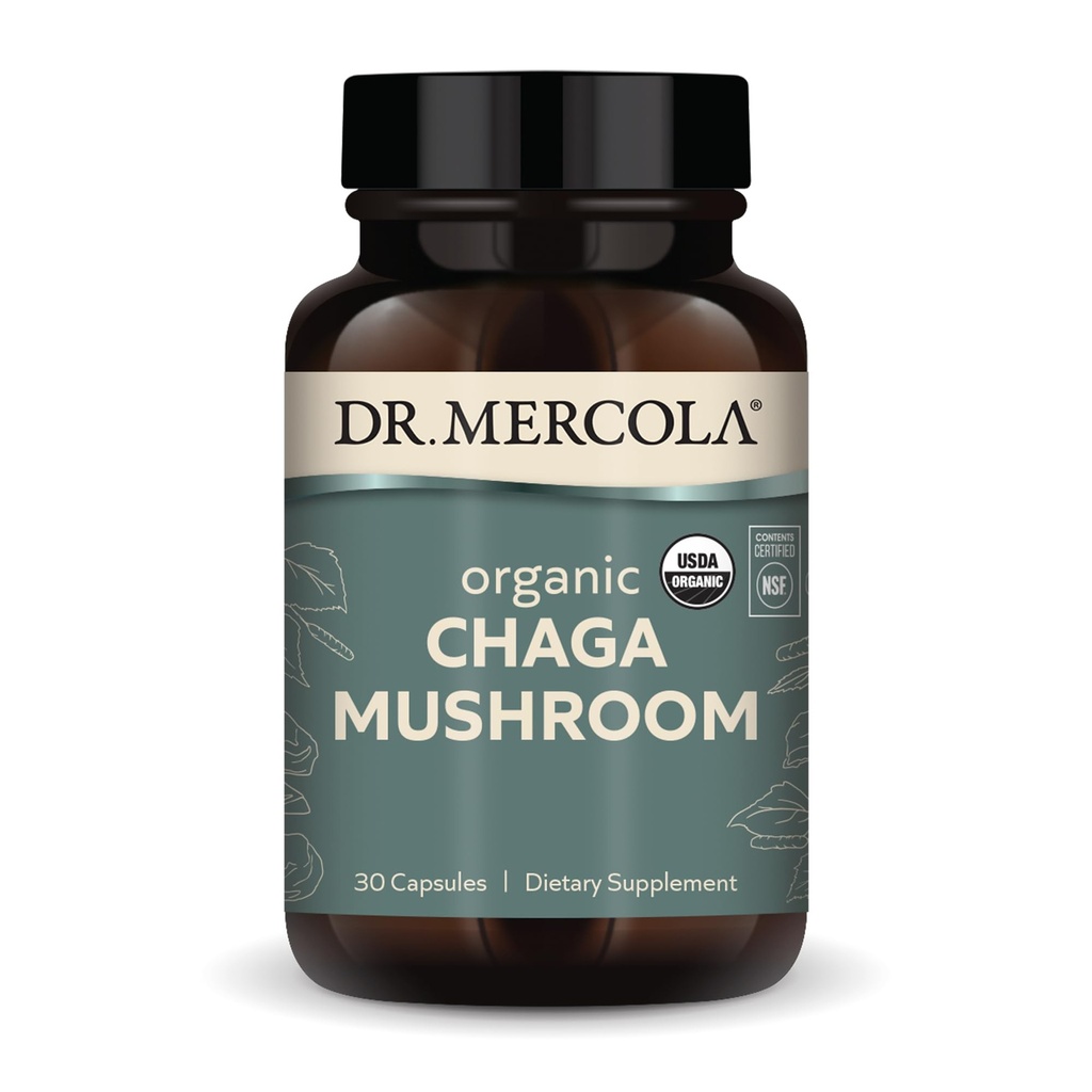 Dr. Mercola Organic Chaga Mushroom, 30 Σερβιέτες (30 δισκία), Συμπλήρωμα διατροφής, Υποστηρίζει Υγιής Ανοσολογική Λειτουργία, Μη-ΓΤΟ, Πιστοποιημένο Organic USDA, NSF Περιεχόμενα Πιστοποιημένα