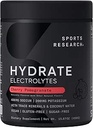 Sports Research® Hydrate Electrolytes Powder - Χωρίς ζάχαρη & Φυσικά Γεύση με Βιταμίνες, Ορυκτά και Καρύδες Νερό - Υποστηρίζει Ενυδάτωση - Ρόδι κερασιού - 90 Σερβιέτες