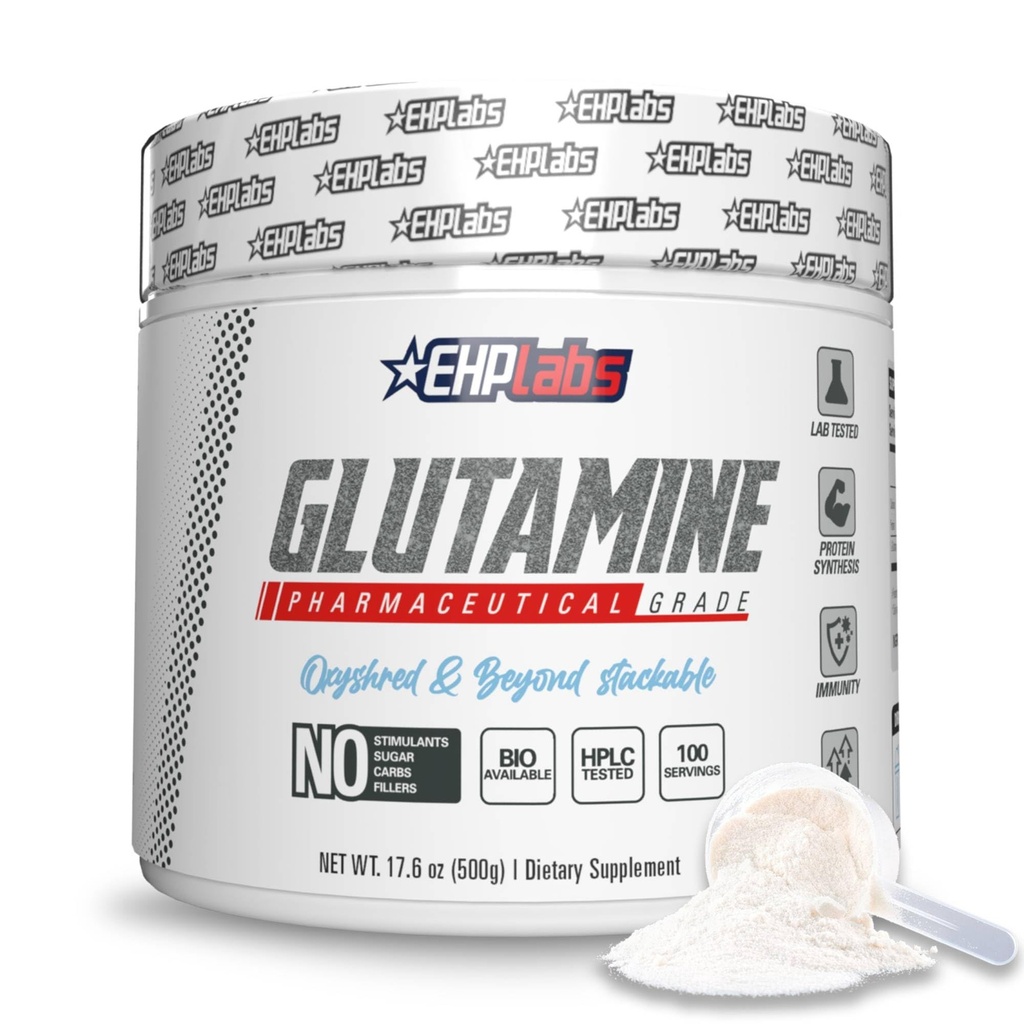 EHP Labs L Glutamine σκόνης Αμινοξέα - L-Γλουταμίνη, αποκατάσταση προπόνησης, ανοσοποιητική υγεία & υποστήριξη για την υγεία των ούρων (500g) - 100 υπηρεσίες