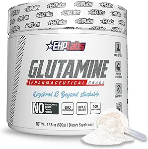 EHP Labs L Glutamine Powder Amino Acids - L-Glutamine, Workout Recovery, Immune Health & Gut Health Support (500g) - 100 Servings