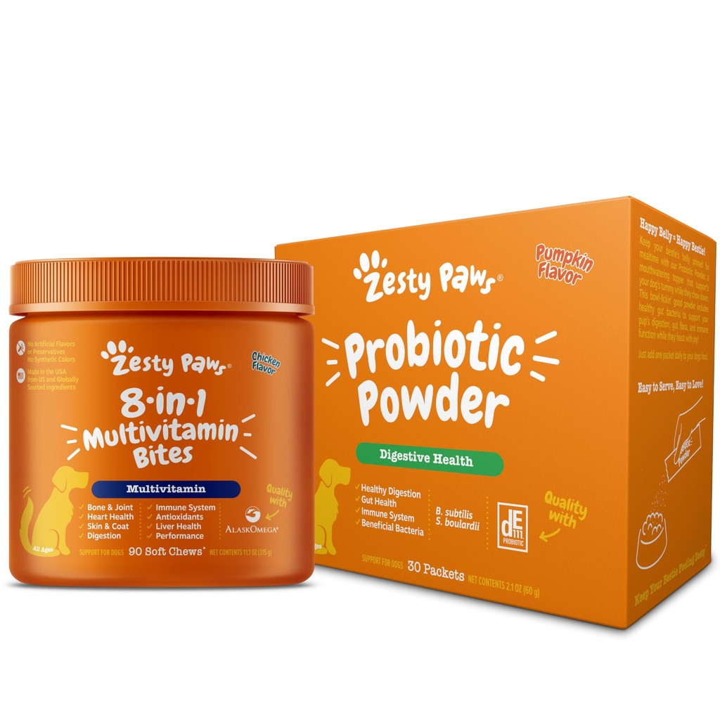Zesty Paws Multivitamin Treats for Dogs + Probiotic Powder for Dogs