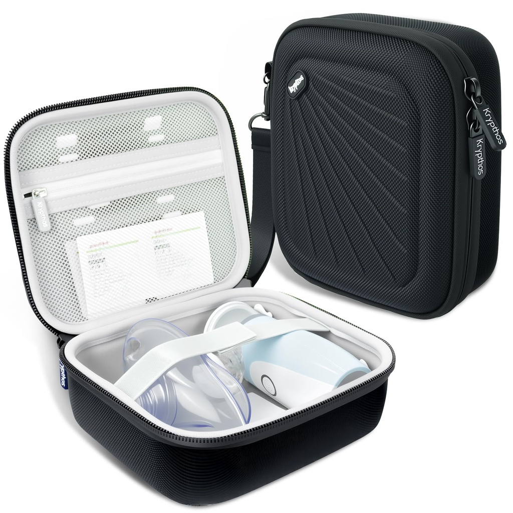 Krypthos Carrying Case Compatible with Compact Portable Handheld Inhaler Nebulizer or Asthma Inhaler for Adults and Kids, Inhaler Spacer Bag, Compact Medical Holder Case (Black)