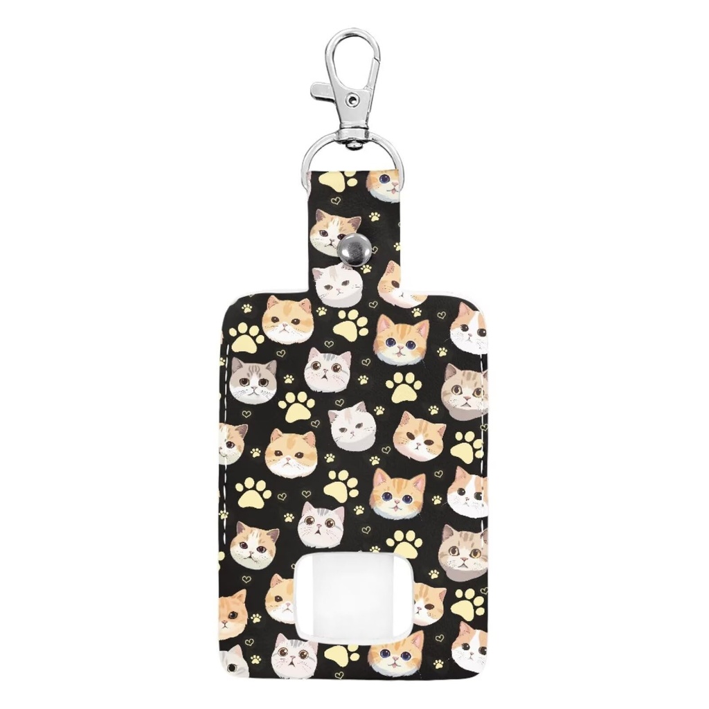 Rnyleeg Cat Asthma Inhaler Covers Kids PU Leather Inhaler Holder Keychain Portable Protective Travel Handy Mini Holster Inhalers Not Included Easy to Install