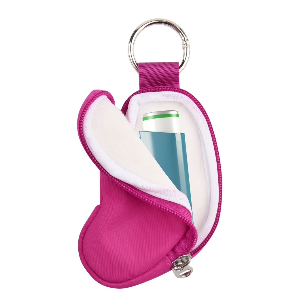 Beautyflier Asthma Inhaler Case Holder Travel Handy Mini Bag for Adults and Kids, Does Not Include Inhaler (Hot Pink)