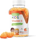 Viteey Kids Vitamin C Gummies - Ανοσοποιητική υποστήριξη για τα παιδιά, Toddlers, & Έφηβοι - Vegan, Glatin Free, Gluten Free, GMO Free - Νόστιμο Cheastable Πορτοκαλί Γεύση Ανοσία Gummy