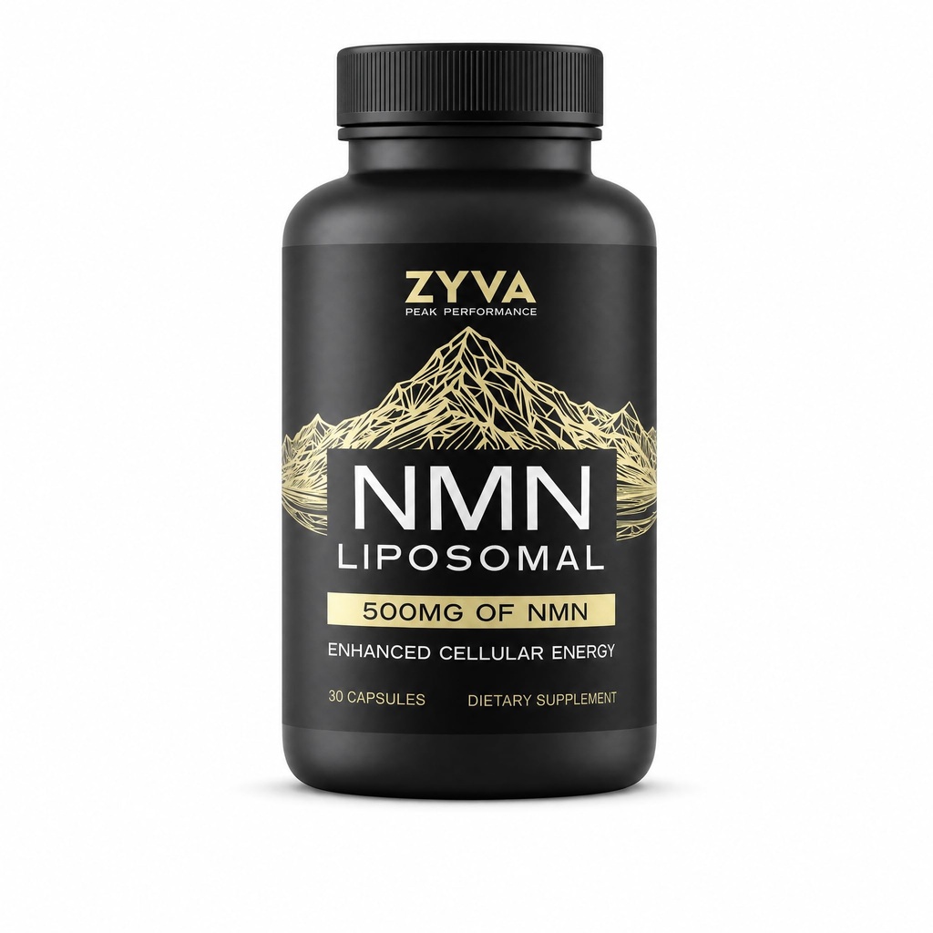 ZYVA Liposomal NMN Supplement 500mg – Supports Healthy NAD+ Levels & Cellular Energy – Mitochondrial Support – 30 Vegan Capsules – Pure Nicotinamide Mononucleotide – Healthy Aging – GMP Certified
