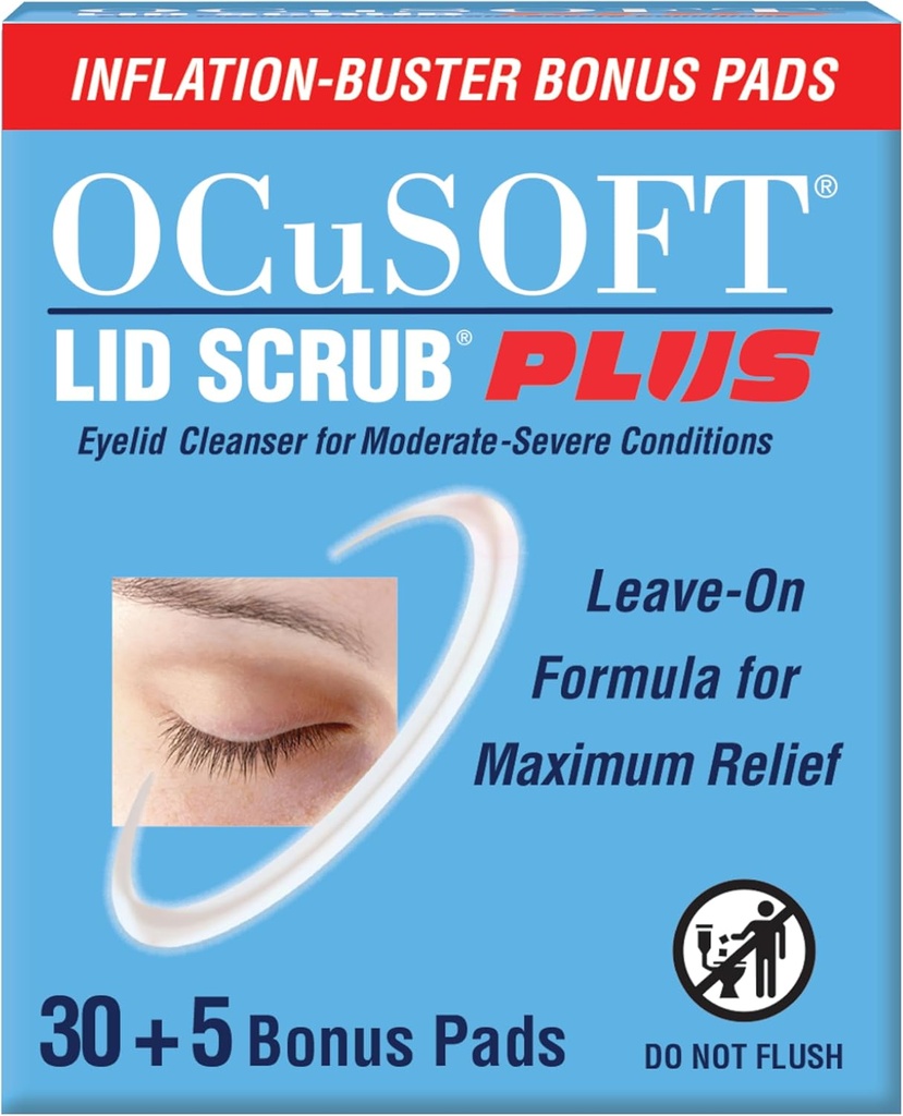 OCUSOFT Lid Scrub PLUS 35 - Σκουπίδια Προ-Μέση έως Σοβαρές Συνθήκες - Ενυδατικό Καθαριστικό για Μέγιστη Ανακούφιση - 35 Μέτρα