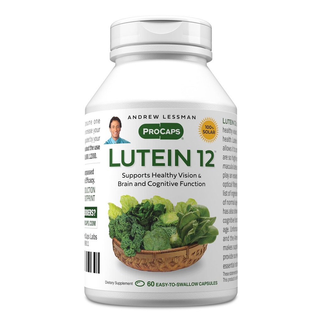 ANDREW LESSMAN Lutein 12 mg - 60 Softgels - Ultra-High Levels of Lutein. Powerful Anti-Oxidant Carotenoid. Supports Eye Health and Promotes Healthy Vision and Skin.