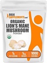 BulkSupplements.com Βιολογικά Λιοντάρια Mane Mushroom Powder - Lions Mane Powder, Mushroom Supplement - Vegan & Gluten Free, 1g ανά Σερβίρισμα, 1kg (2,2 λίβρες) (Pack of 1)
