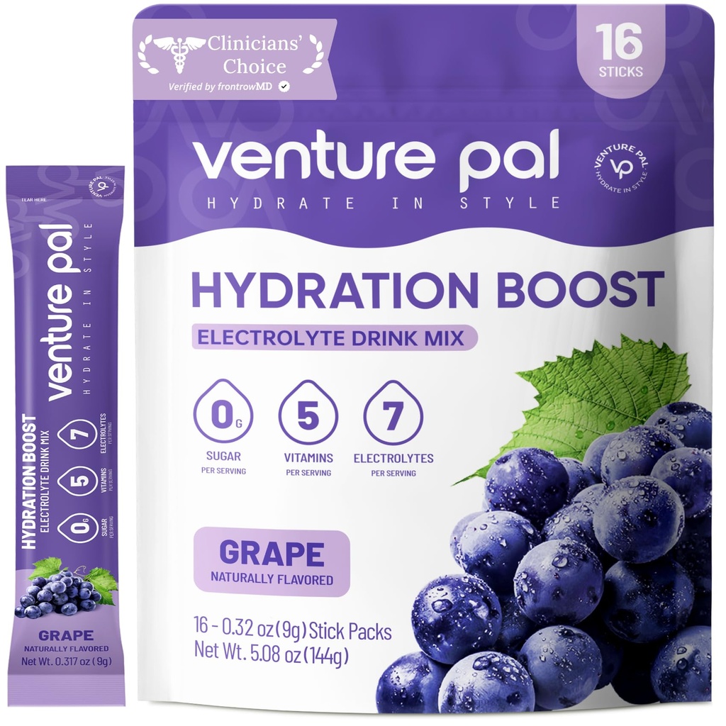 Venture Pal Sugar Free Electrolyte Powder Packets - Liquid Daily IV Drink Mix for Rapid Hydration & Party Recovery 