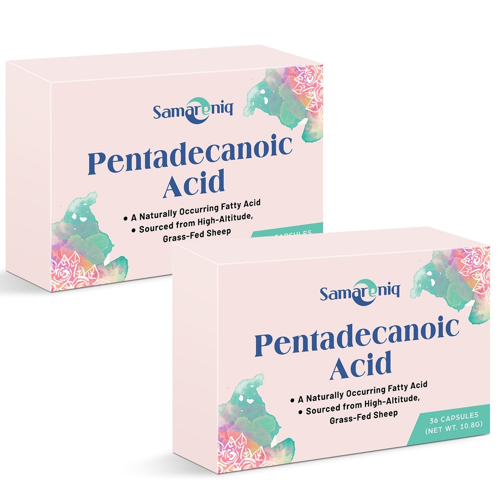 Pentadecanoic Acid Supplement | 300mg C15:0 Formula | High-Altitude Grass-Fed Sheep Milk Source | Blister-Sealed Capsules (2 Pack)
