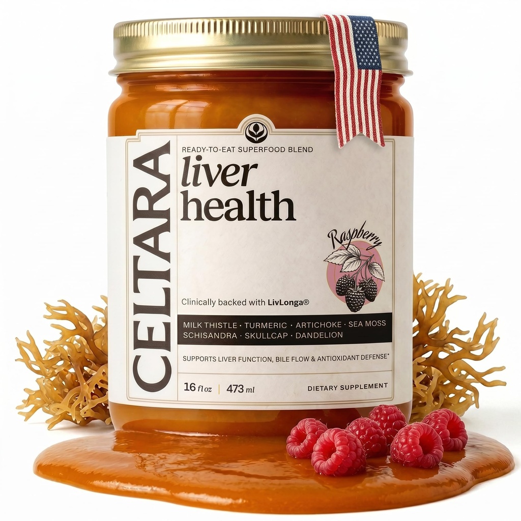 Celtara Liver Health Berries Blend (1 x 16 oz) — Spoonable Ready-to-Eat Wellness Ritual with Milk Thistle, Turmeric, Dandelion Root, Schisandra & Sea Moss, Berry Flavor, Made in USA